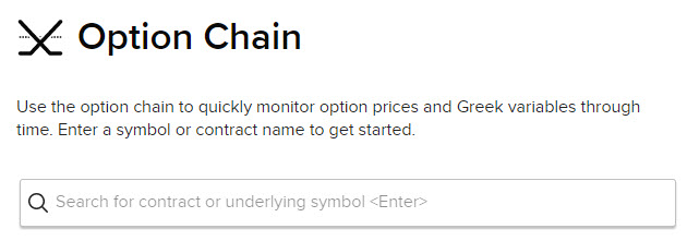 The Option Chain menu in Portal. 